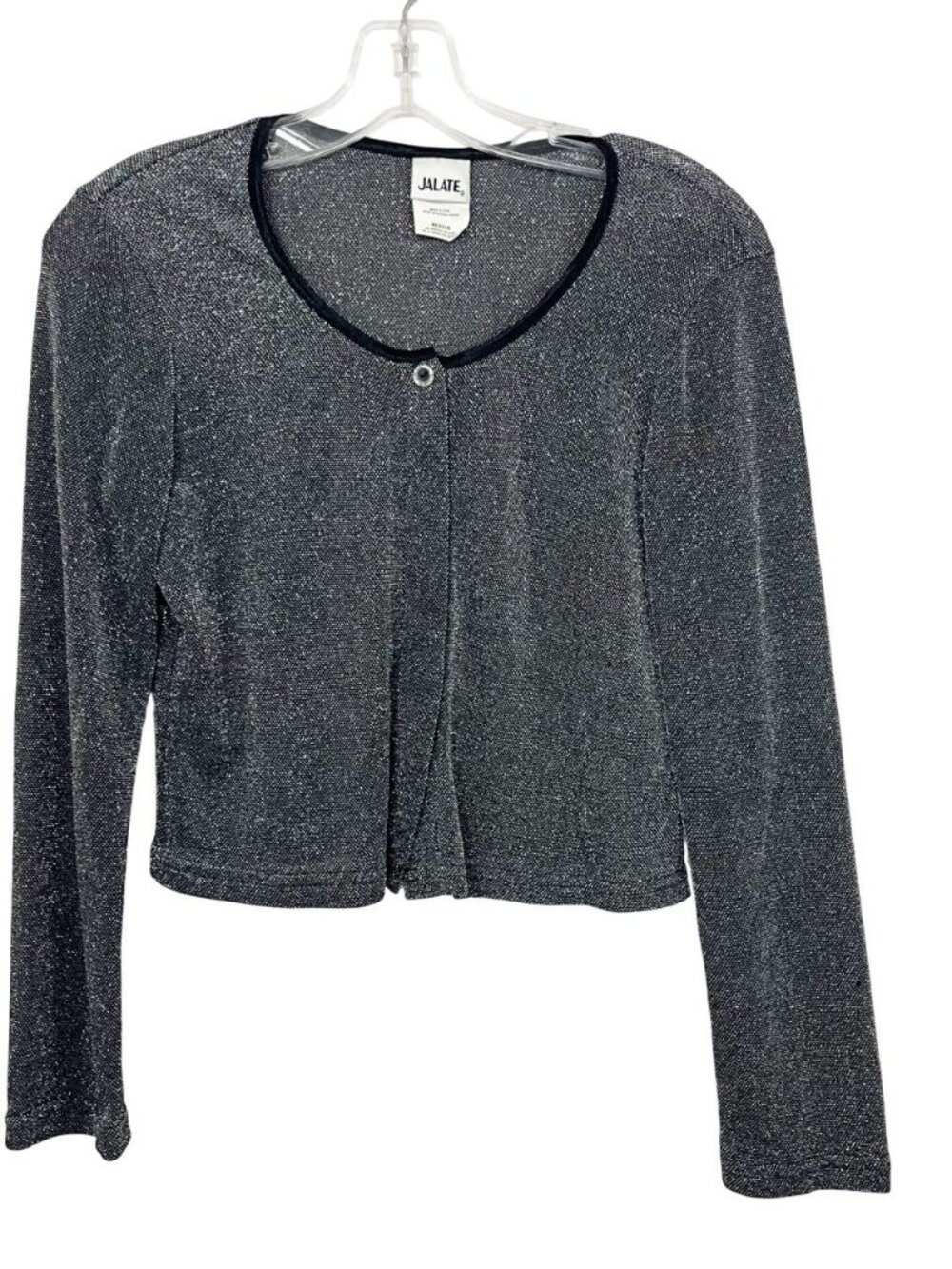 Vintage Jalate Y2K 90s Silver Metallic Sheer Cardigan - Size Medium